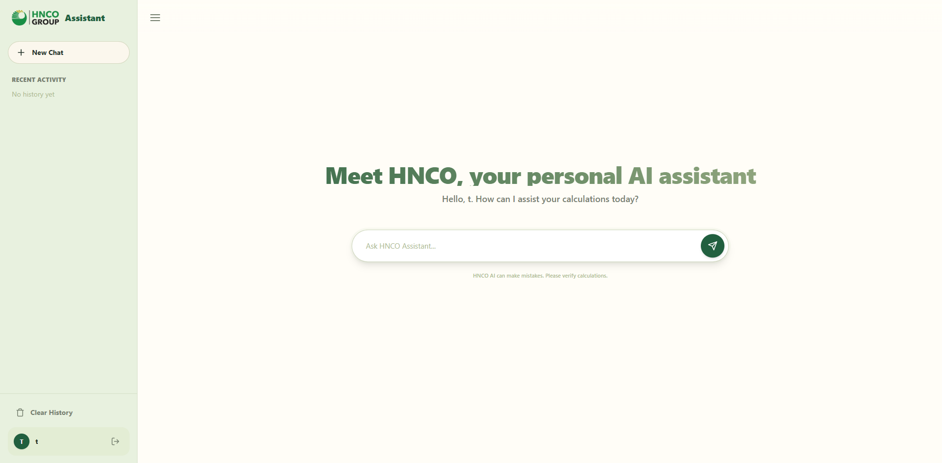 HNCO Assistant homepage preview